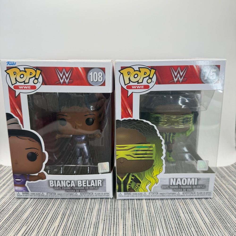 Funko Pop WWE Bianca Belair 108 Naomi 75 Vinyl Figure Lot 2 Piece Wrestling Box